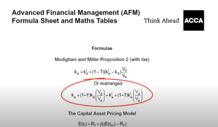 ACCA reminder: AFM formula sheets change